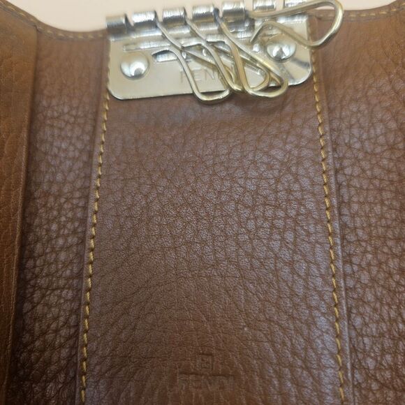 Fendi Key Holder Case Zucchino And Calf Leather With Charm - Picture 6 of 7